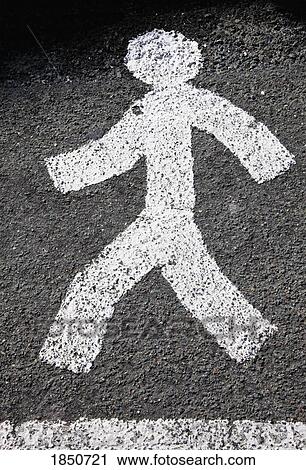 Stock Image - Pictogram of man walking on pedestrian crossing. Fotosearch