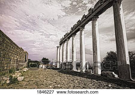 Stock Photo - Pillars of Ruins, Pergamum, Turkey . Fotosearch
