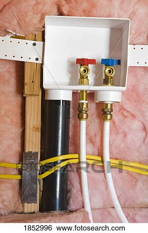 Plumbing; Exposed hot and cold water taps View Large Photo Image Stock Photograph - Plumbing; Exposed hot and cold water taps. Fotosearch