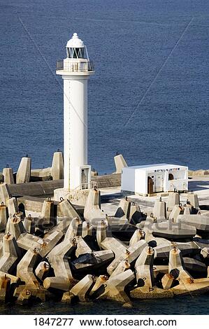 Port of Naha, Okinawa Island, Japan, Asia; Breakwater Lighthouse View Large Photo Image Stock Photo - Port of Naha, Okinawa Island, Japan, Asia; Breakwater Lighthouse . Fotosearch