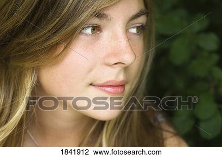 Stock Image - Portrait of teenage girl. Fotosearch