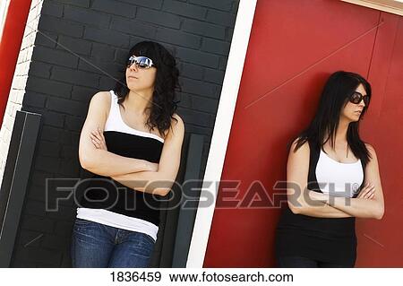 Portrait of two women wearing eyewear View Large Photo Image Stock Photo - Portrait of two women wearing eyewear. Fotosearch