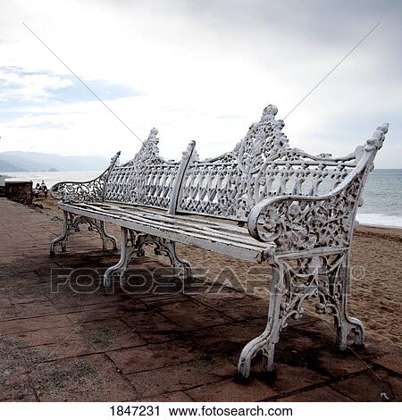 Stock Image - Puerto Vallarta, Mexico; Ornate bench . Fotosearch