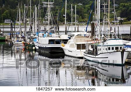 Stock Photo - Puolsbo, Washington State, USA; Fishing boats. Fotosearch