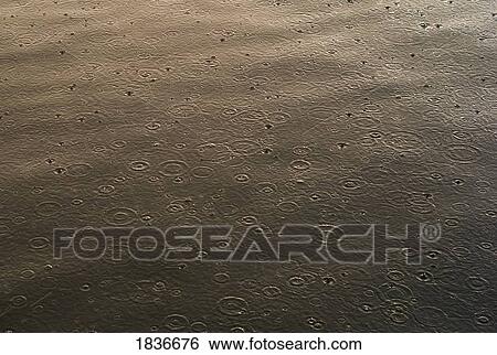 Stock Photograph - Rain falling on water. Fotosearch