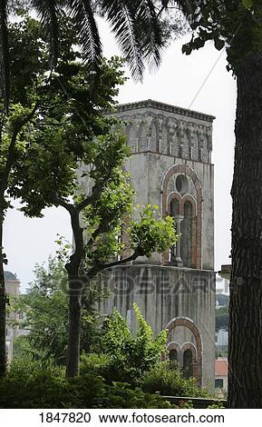 Stock Image - Ravello, Italy; Ancient church tower. Fotosearch