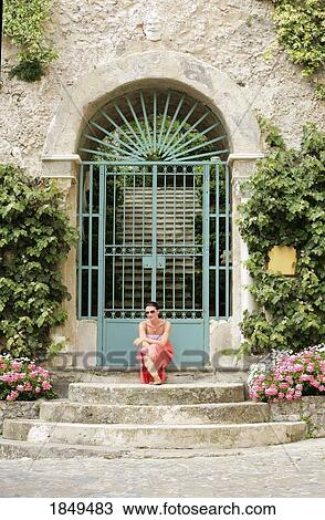 Ravello, Italy; Woman sitting on steps View Large Photo Image Stock Image - Ravello, Italy; Woman sitting on steps. Fotosearch