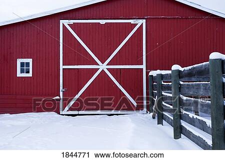Red barn with snow View Large Photo Image Stock Image - Red barn with snow. Fotosearch