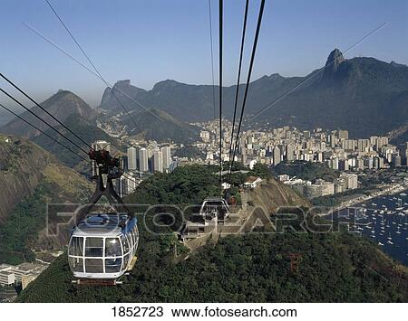 Rio De Janeiro, Brazil; Gondola lift with Rio De Janeiro below View Large Photo Image Stock Image - Rio De Janeiro, Brazil; Gondola lift with Rio De Janeiro below. Fotosearch