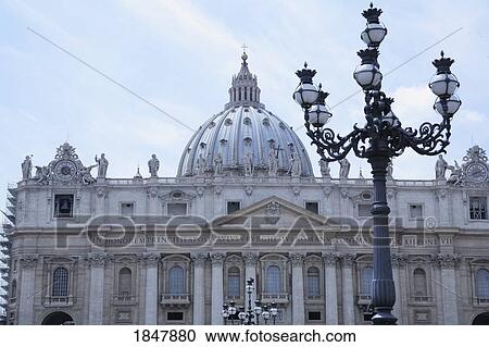 Rome, Italy; Light post in front of Basilica of Saint Peter View Large Photo Image Stock Image - Rome, Italy; Light post in front of Basilica of Saint Peter . Fotosearch