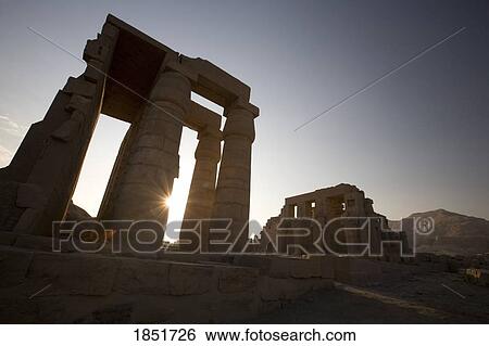 Stock Photograph - The Ramesseum, Luxor, Egypt; Memorial temple near the Nile River. Fotosearch