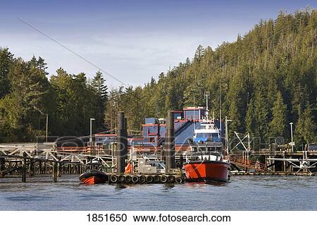 Stock Image - Tofino, Vancouver Island, British Columbia, Canada; Boats in harbor. Fotosearch