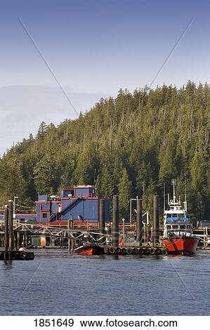 Stock Photo - Tofino, Vancouver Island, British Columbia, Canada; Boats in harbor. Fotosearch