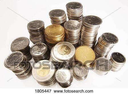 Stock Photo - Towers of Canadian change. Fotosearch