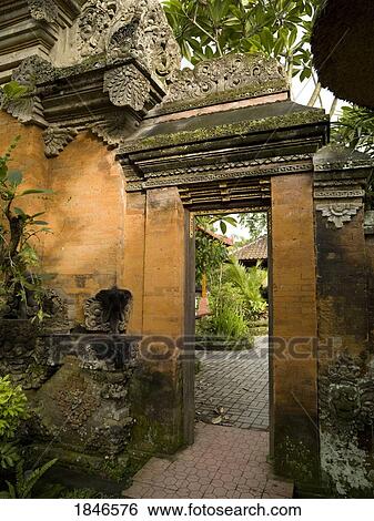 Stock Photograph - Ubud, Bali, Indonesia; Temple doorway. Fotosearch
