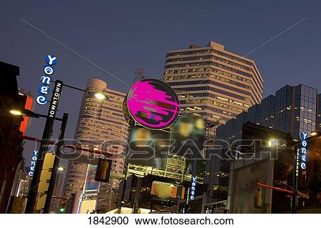 Stock Image - Yonge street at Dundas Square, Toronto, Ontario, Canada. Fotosearch
