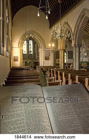 Yorkshire, England; Church interior with Bible in the foreground View Large Photo Image Picture - Yorkshire, England; Church interior with Bible in the foreground. Fotosearch