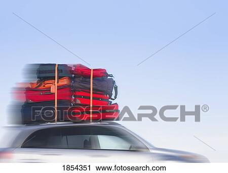 Stock Image - Car with suitcases. Fotosearch