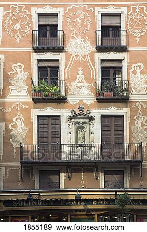 Stock Photo - Decorative friezes on building; Barcelona, Spain. Fotosearch