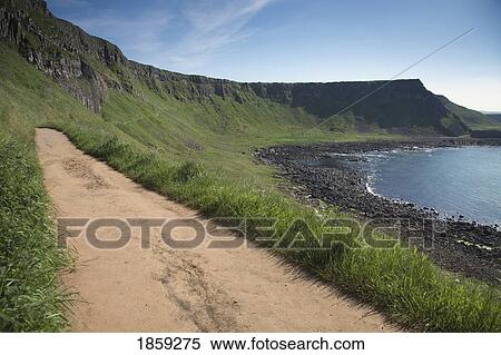 Stock Photography - Dirt road along a lake. Fotosearch