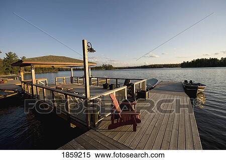 Stock Photography - Dock, Lake of the Woods, Ontario, Canada. Fotosearch