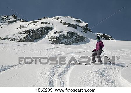 Stock Photo - Downhill skier, Whistler, British Columbia, Canada. Fotosearch