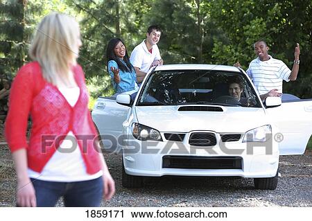 Friends hanging out by car, Troutdale, Oregon, USA View Large Photo Image Stock Image - Friends hanging out by car, Troutdale, Oregon, USA. Fotosearch