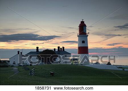 Stock Image - Lighthouse; Whitburn, Tyne and Wear, England. Fotosearch