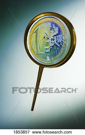 Stock Photo - Magnifying glass with euro. Fotosearch
