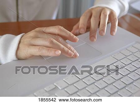 Person working on a laptop View Large Photo Image Stock Image - Person working on a laptop. Fotosearch