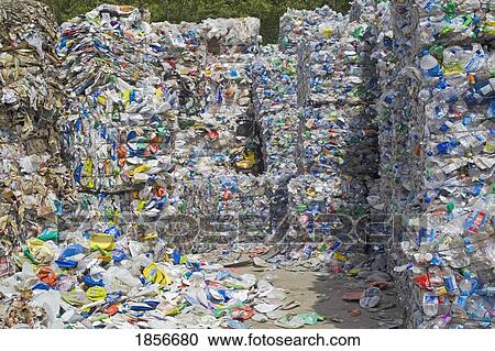 Stock Image - Recycling bundles of plastic and metal. Fotosearch