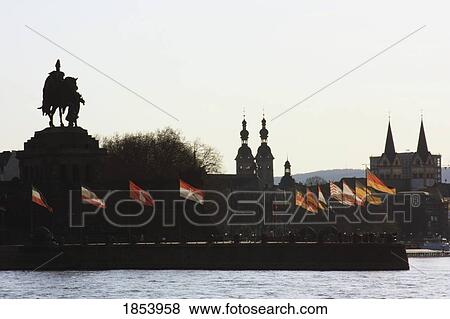 Stock Photo - Statue of Kaiser Wilhelm I; Koblenz, Rheinland Pfalz, Germany. Fotosearch
