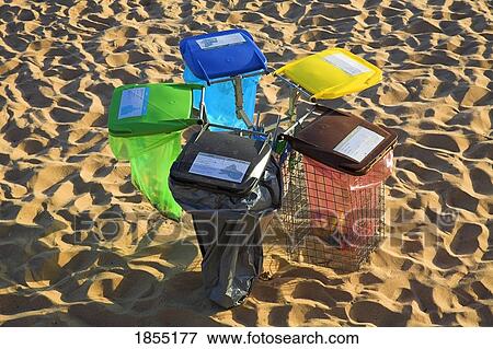 Waste bins on the beach, Cascais, Portugal View Large Photo Image Stock Photo - Waste bins on the beach, Cascais, Portugal. Fotosearch