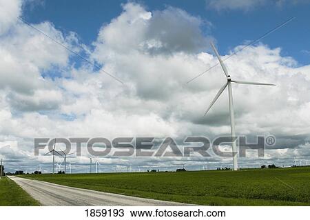 Stock Image - Wind turbines, Saybrook, Illinois, USA. Fotosearch