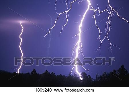 Lightning bolts in night sky View Large Photo Image Stock Image - Lightning bolts in night sky. Fotosearch