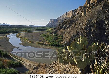 Stock Photo - Rio Grande where it exits Santa Elena Canyon, Big Bend National Park, Texas, USA. Fotosearch
