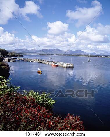 Roundstone Harbour with 12 Bens, Connemara, Co Galway, Ireland View Large Photo Image Stock Image - Roundstone Harbour with 12 Bens, Connemara, Co Galway, Ireland. Fotosearch