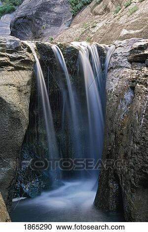 Small waterfall passing over polished sandstone View Large Photo Image Stock Image - Small waterfall passing over polished sandstone. Fotosearch