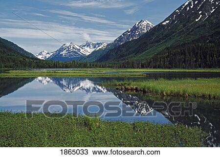 Stock Photo - Snow-capped mountains, Tern Lake, Alaska. Fotosearch - Search Stock Images, Poster Photographs, Pictures, and Clip Art Photos