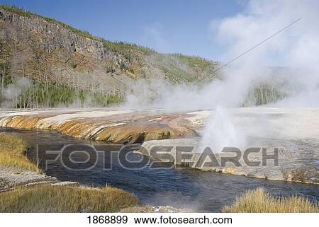 Stock Photo - a geyser with water shooting out. Fotosearch
