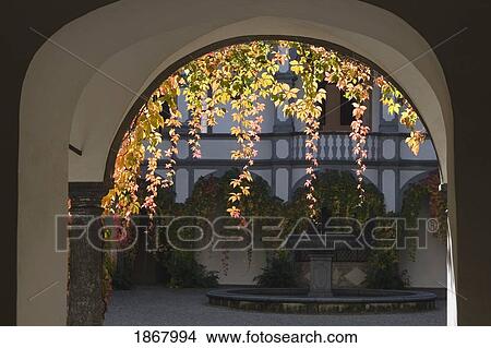 Picture - archway entrance to a castle courtyard, grein, austria. Fotosearch