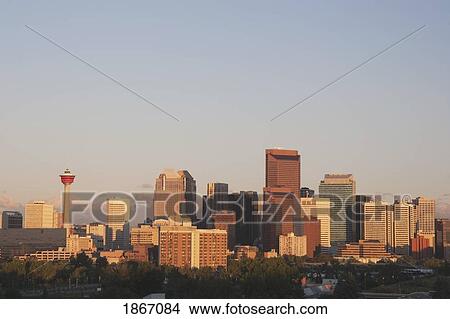 Calgary, Alberta, Canada; Skyline at sunrise View Large Photo Image Picture - Calgary, Alberta, Canada; Skyline at sunrise. Fotosearch