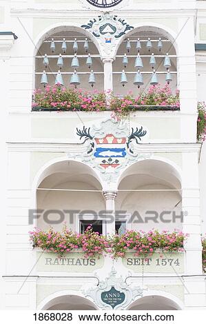 Stock Photo - ceramic bells, gmunden town hall, gmunden, salzkammergut, austria. Fotosearch