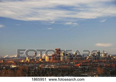 City skyline against mountain backdrop, Calgary, Alberta, Canada View Large Photo Image Stock Image - City skyline against mountain backdrop, Calgary, Alberta, Canada. Fotosearch