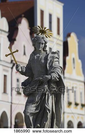 Stock Image - Close-up of Marian Column, Telc, Czech Republic. Fotosearch