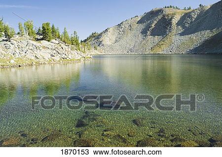 Stock Image - eagle cap wilderness, oregon, united states of america; hobo lake in the wallowas. Fotosearch