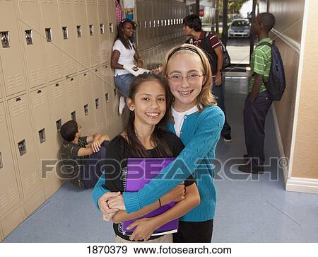 Stock Photo - fort lauderdale, florida, united states of america; students in the school hallway. Fotosearch