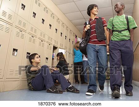Stock Photograph - fort lauderdale, florida, united states of america; students in the school hallway. Fotosearch