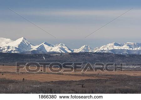 Stock Image - Front range mountains, Canadian Rockies, Alberta, Canada. Fotosearch