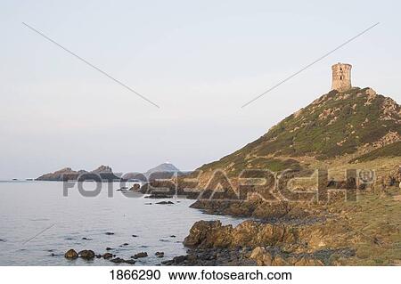 Stock Image - Genoese tower and lighthouse, Ajaccio, Corsica, France. Fotosearch